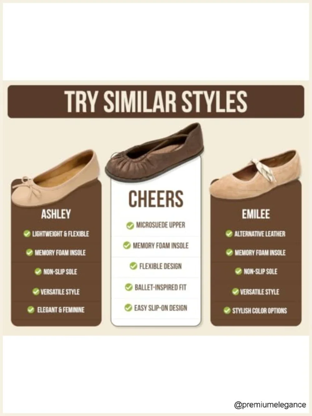 Women's Ballet Flats with Memory Foam Insole & MicroSuede Upper - Slip On Mary